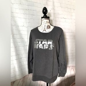 Star Wars Vintage Retro Long Sleeve Sweatshirt Style Top Charcoal Grey Metallic